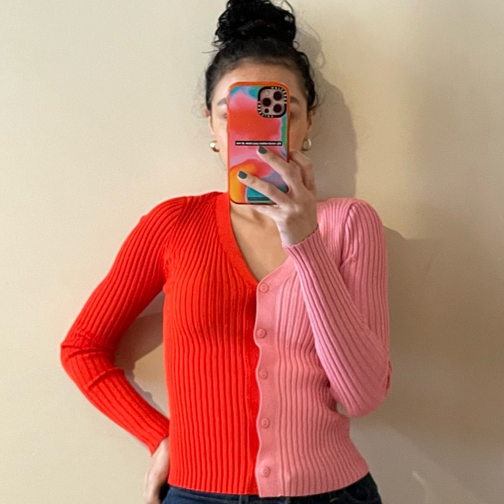 Lulus color block cardigan sweater
